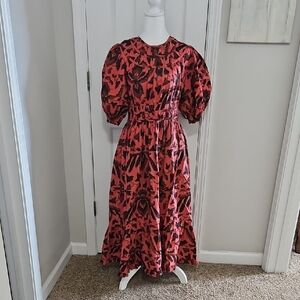 ULLA JOHNSON Red and Black Patterned Dress
